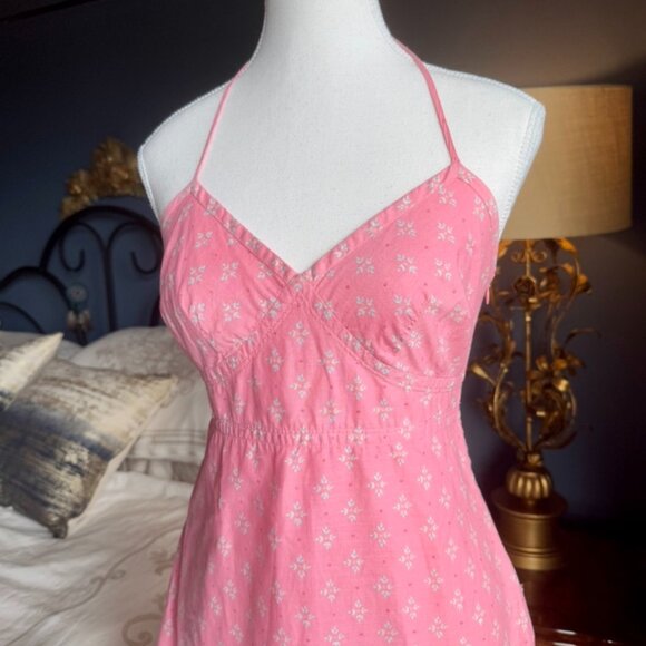 Vintage Gap 100% Cotton Pink Halter Dress - Picture 3 of 13